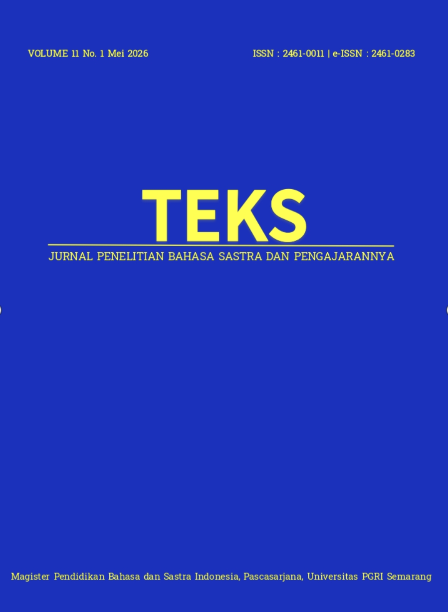 					View Vol. 11 No. 1 (2026): TEKS: Jurnal Bahasa, Sastra, dan Pengajarannya
				
