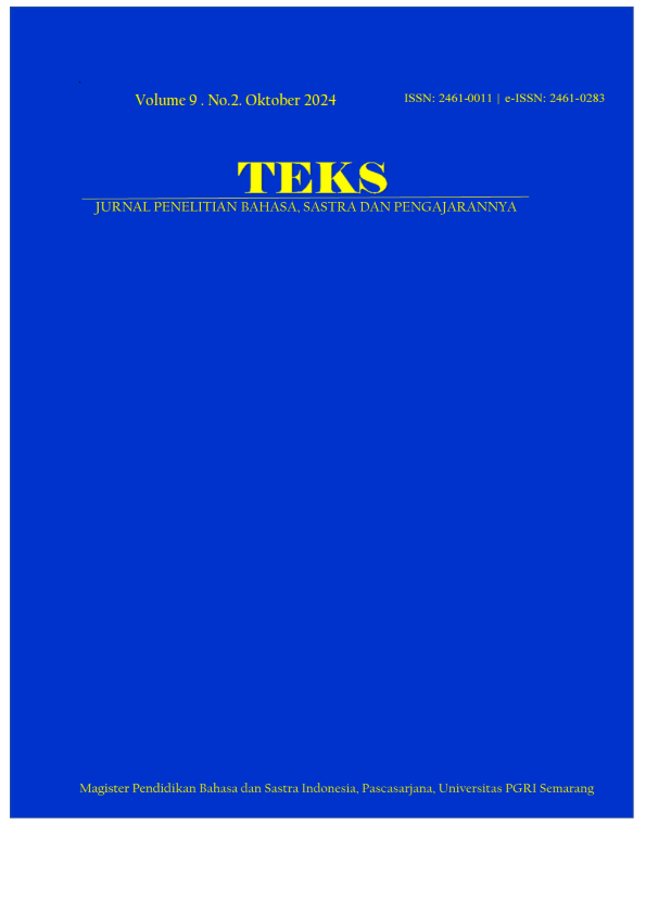 					View Vol. 9 No. 2 (2024): TEKS: Jurnal Bahasa, Sastra, dan Pengajarannya
				